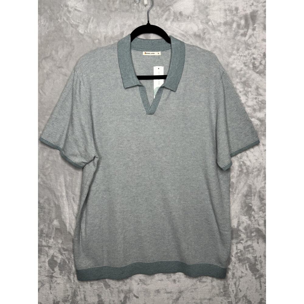 Marine Layer Sweater Mens XL Green Johnny Collar Short Sleeve New Preppy Casual